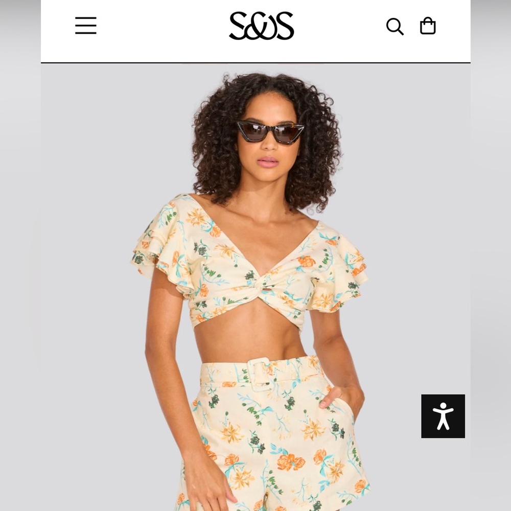 Solid and striped Renata Top Brule Multi Floral 
Top only